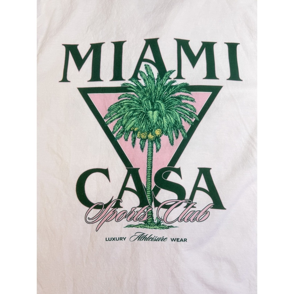 FSBN Men's L Relaxed Fit Miami Casa Sports Club Button-Down Shirt Off-White - Picture 11 of 12